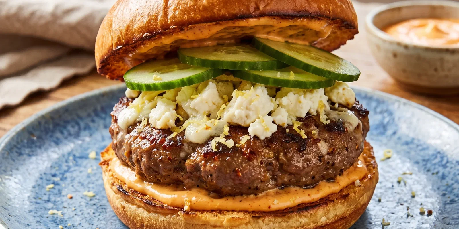 Simple Feta & Sriracha Beef Burger