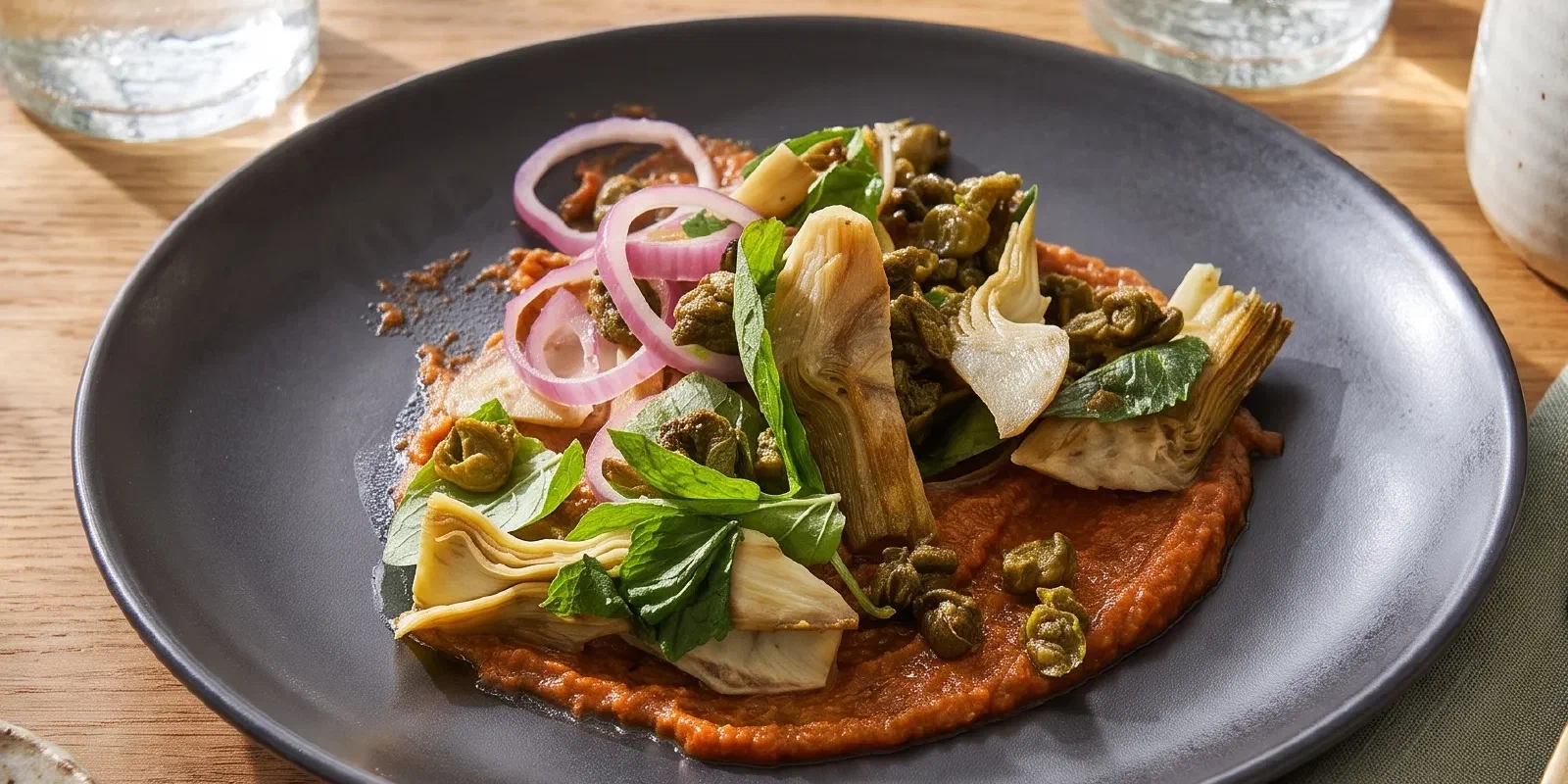 Seared Artichoke with Almond Paste