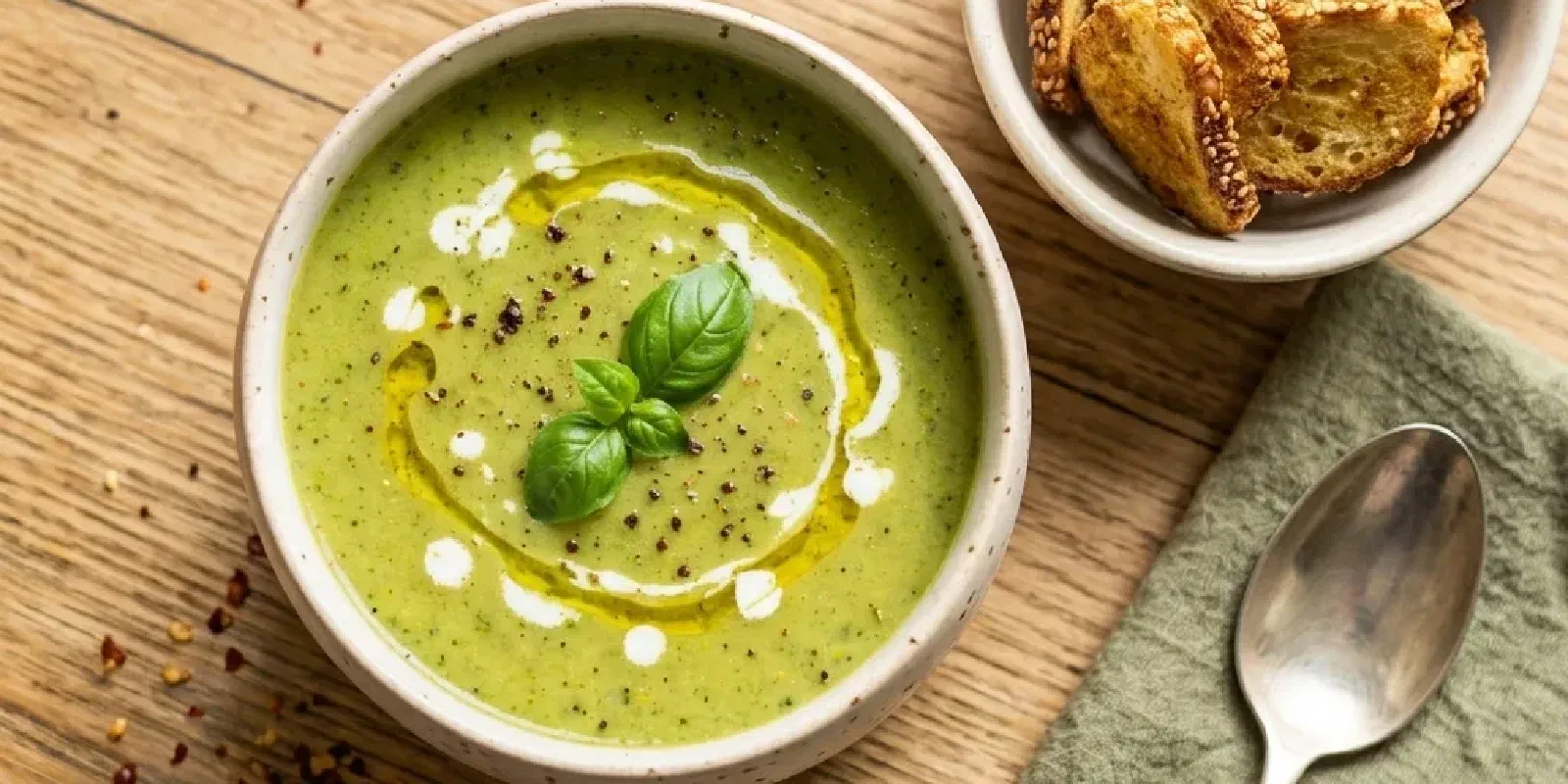 Creamy Zucchini & Basil Soup