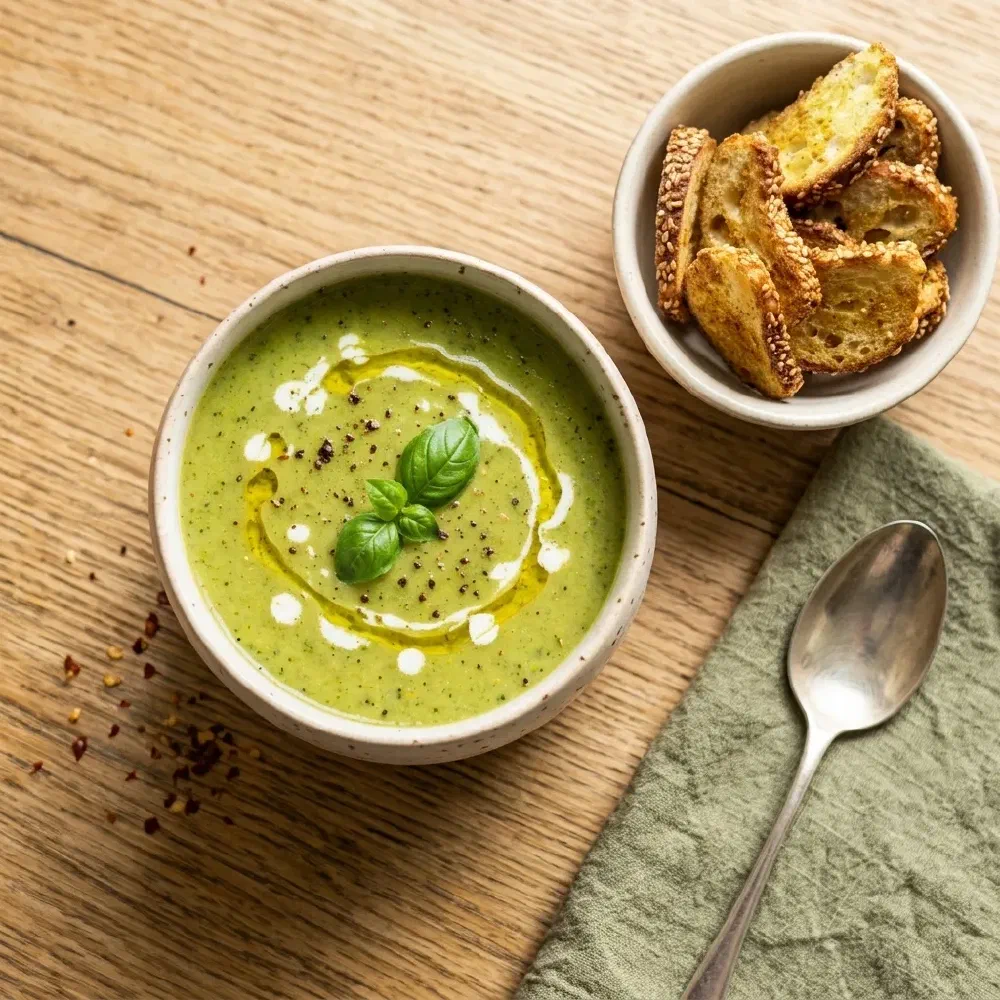 Creamy Zucchini & Basil Soup
